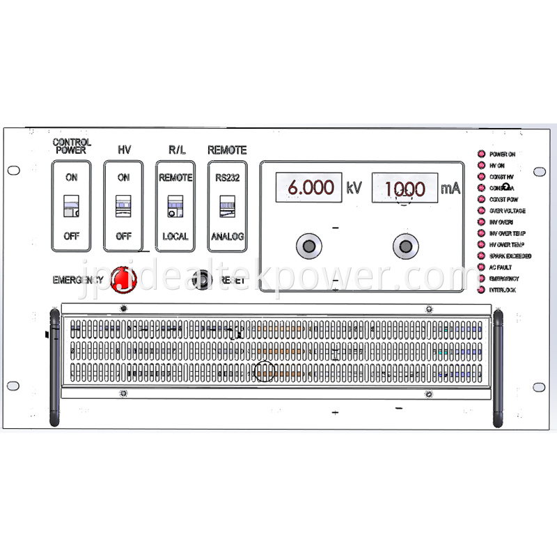 6U Rack Mount High Voltage Charging Power Supply Front Panel